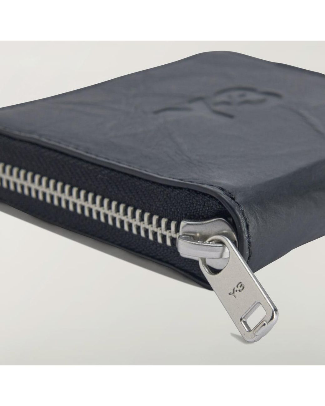 Adidas Black Y-3 Crinkle Leather Wallet