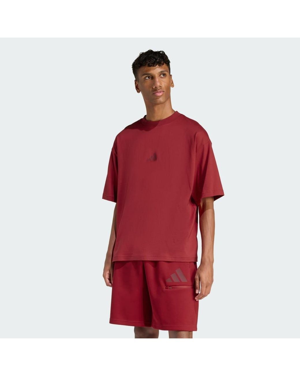 Adidas Red Future Icons 3 Bar Logo T-Shirt for men