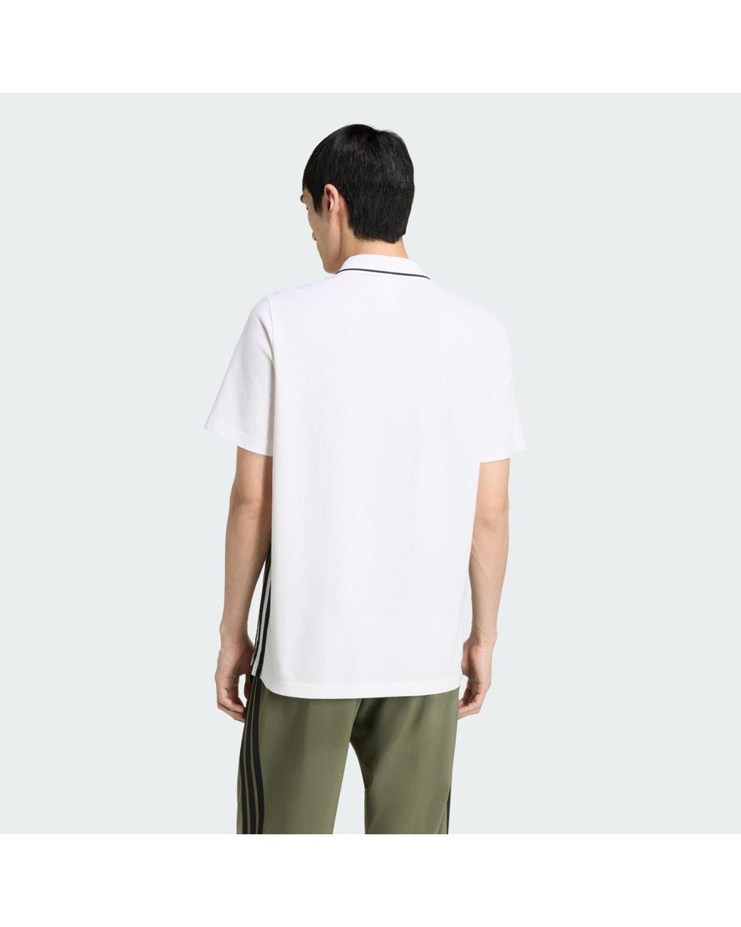 Adidas White Essentials 3-Stripes Pique Polo Shirt for men