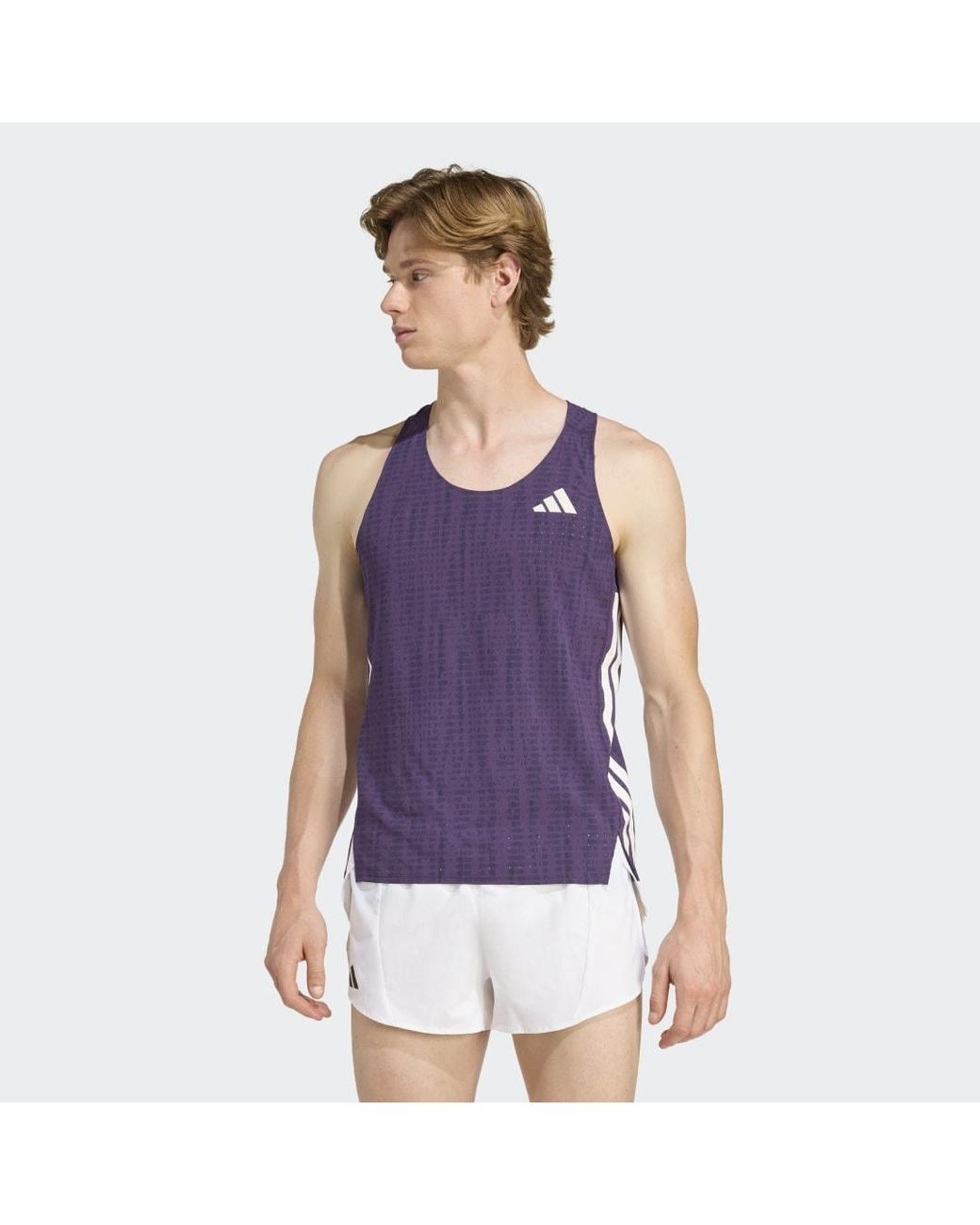 Adidas Purple Adizero Running Singlet for men