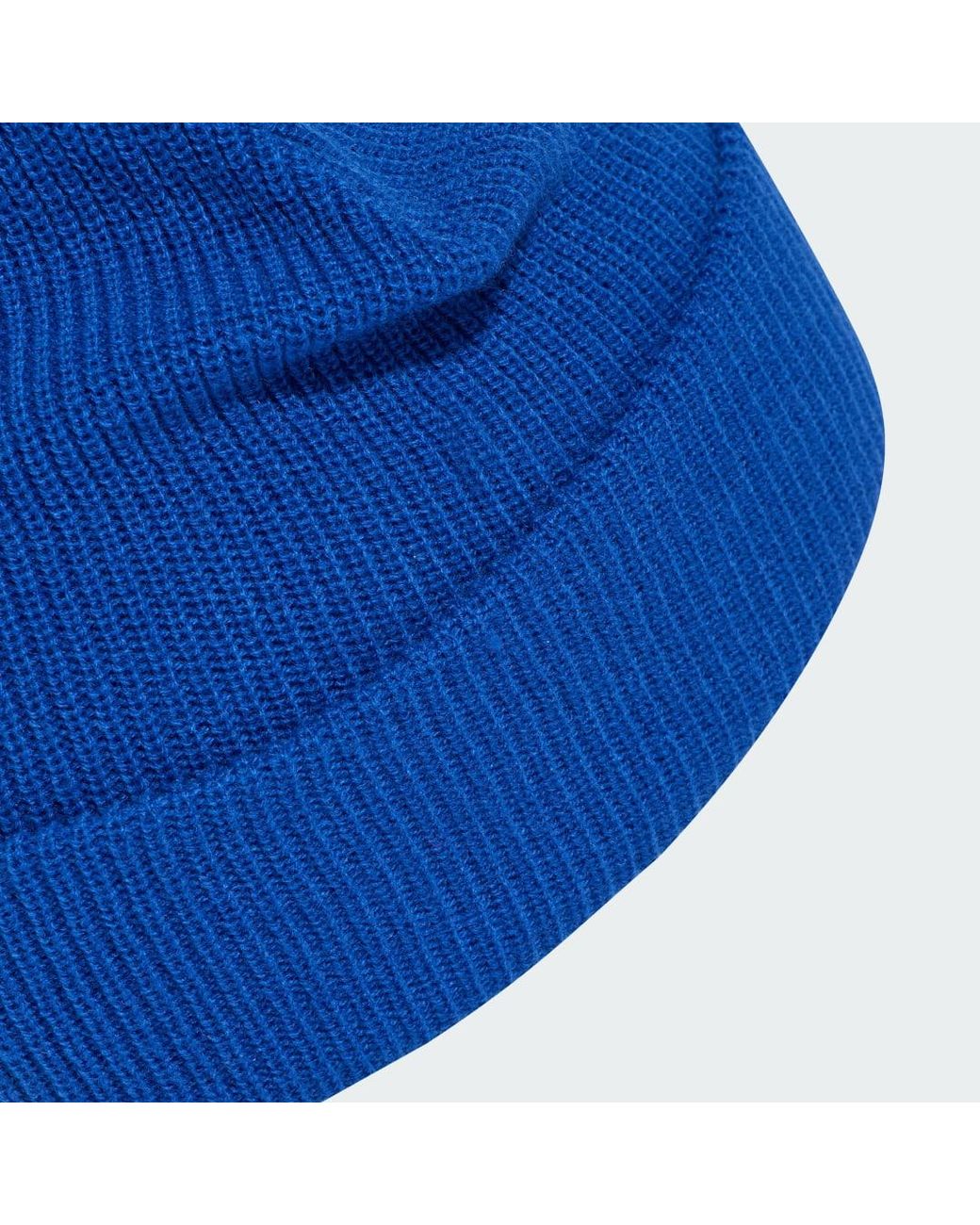 Adidas Blue Essentials Label Beanie Cuffed