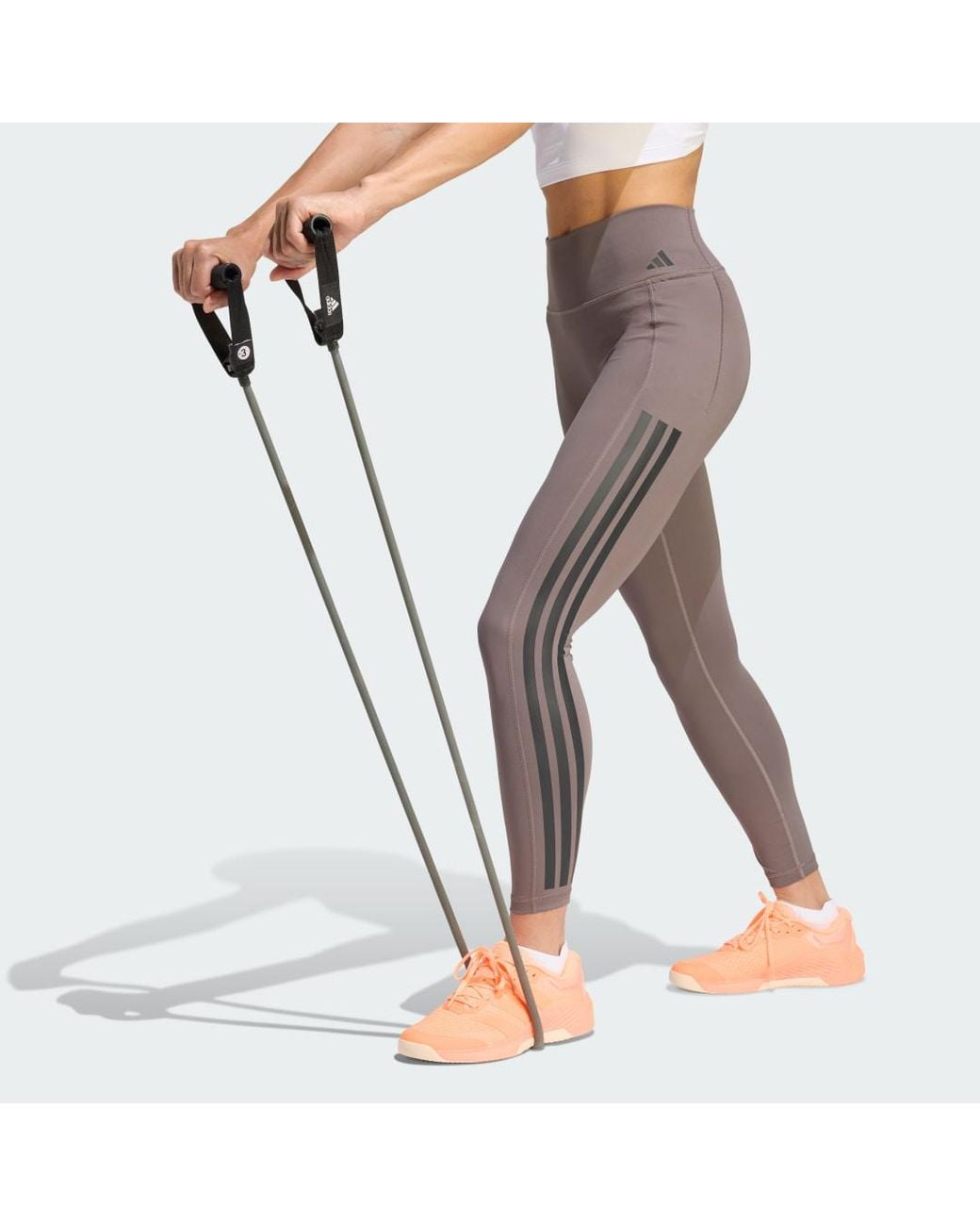 Adidas Pink Optime Workout 3-Stripes 7/8 Leggings