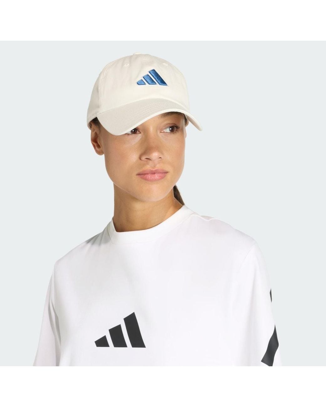 Adidas White Dad Cap Tonal Logo