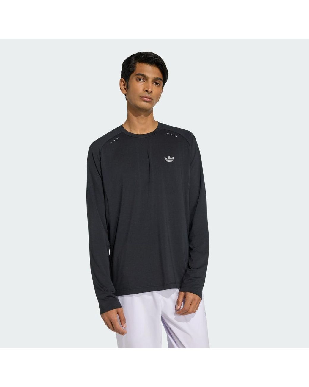 Adidas Black Tech Trefoil Essentials Poly Long Sleeve Jersey for men