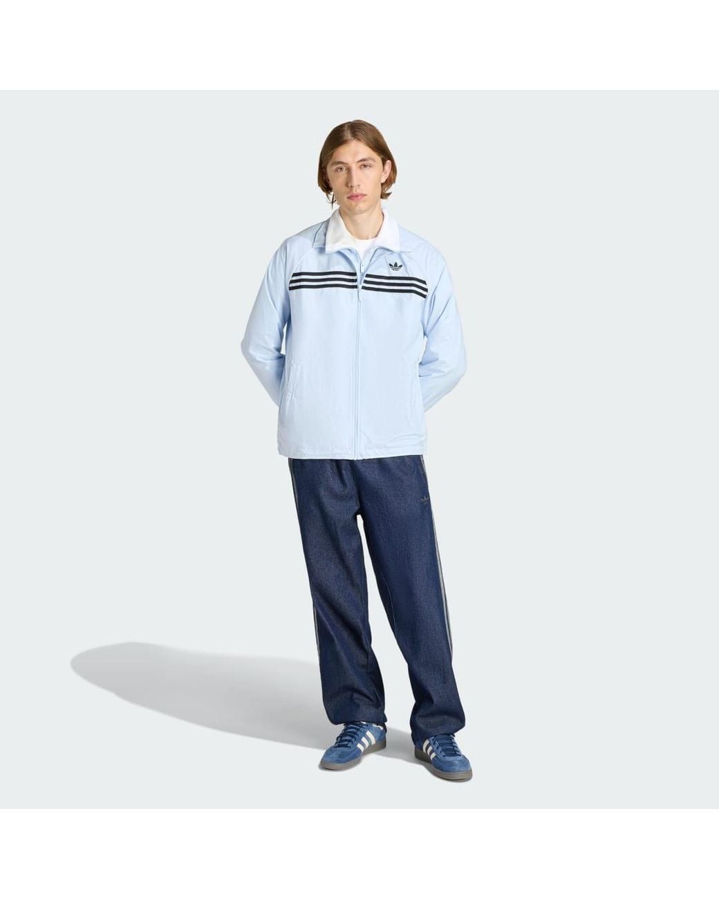 Adidas Blue Chest Stripes Track Top for men