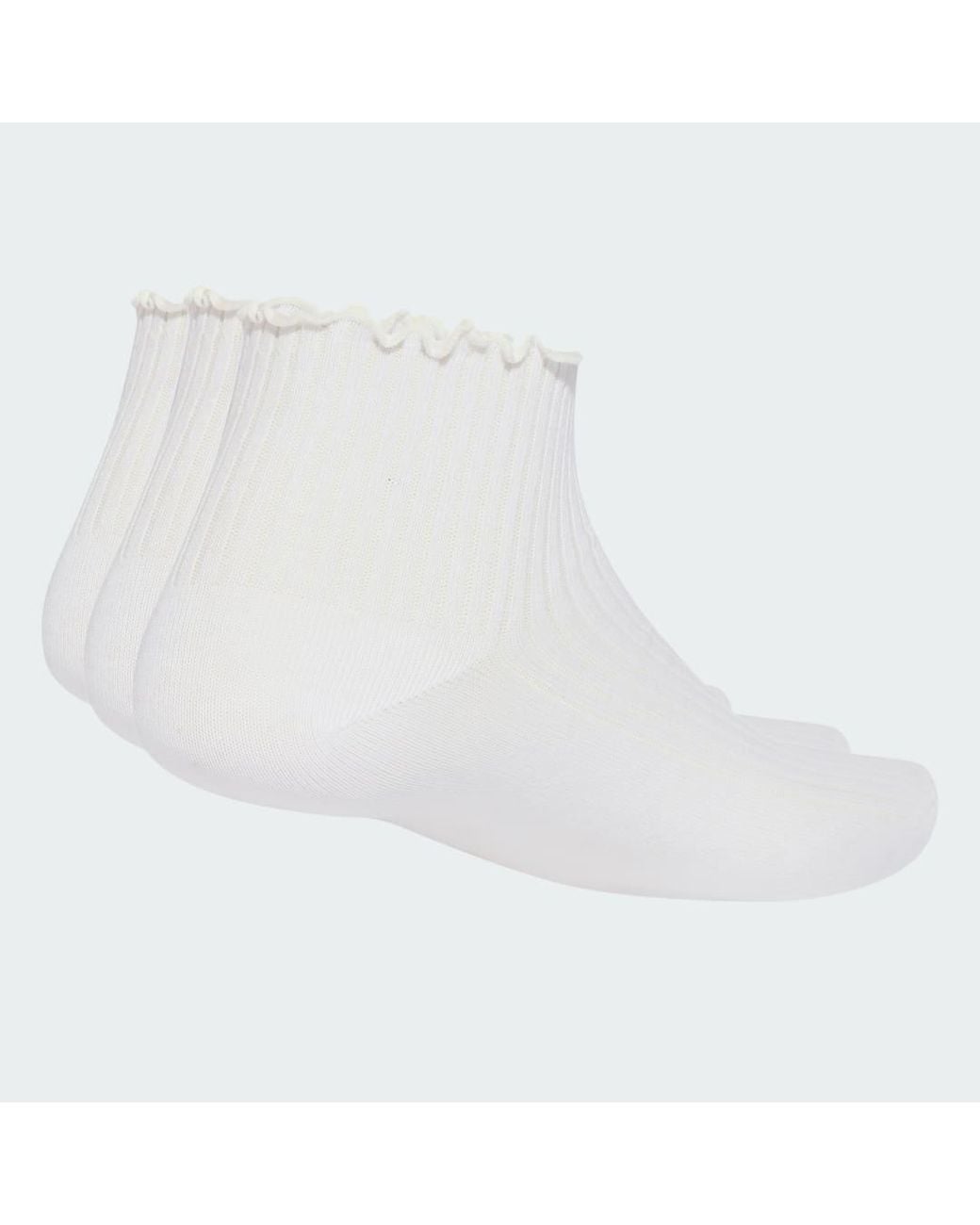 Adidas White Ruffle Quarter Socks 3 Pairs