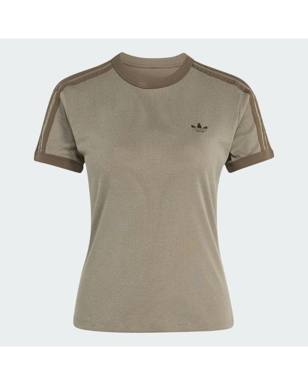 Adidas Originals Gray T-Shirt Adidas Heather 3-Stripes Cali T-Shirt Branch/ Pebble/ Branch