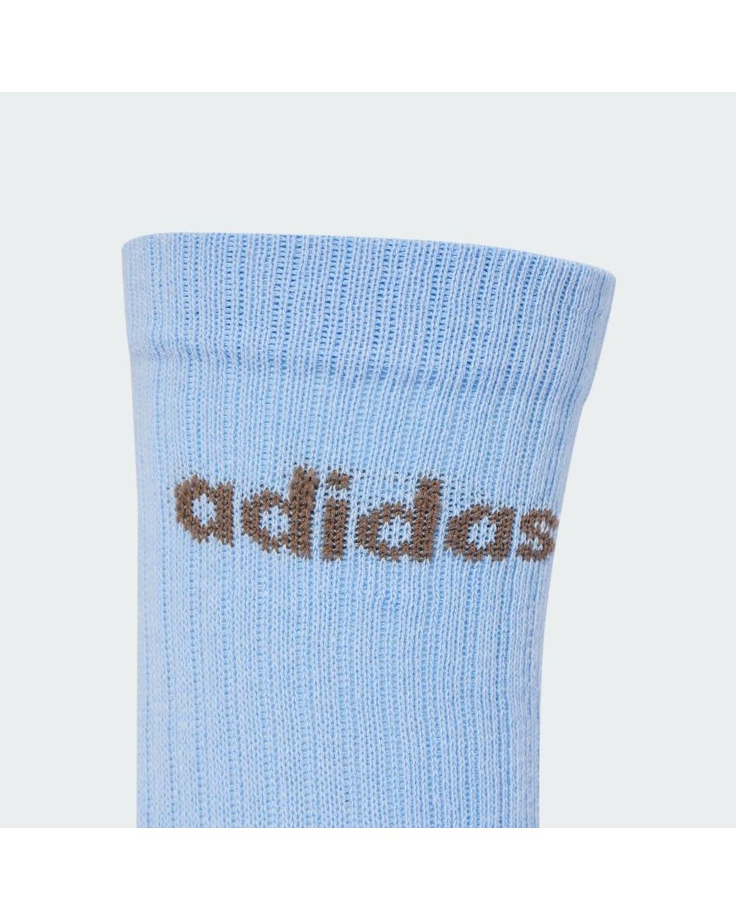 Adidas Blue Linear Crew Cushioned Socks 3 Pairs