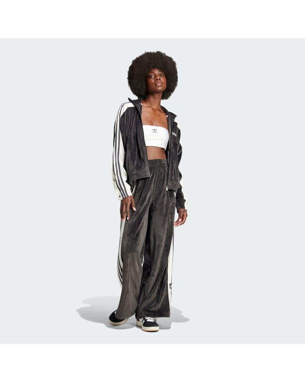 adidas Adibreak Velour Track Top in Black | Lyst UK