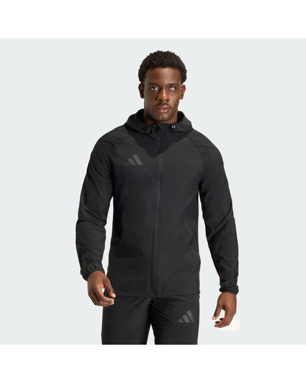 Adidas Black Tiro Travel Windbreaker Jacket for men
