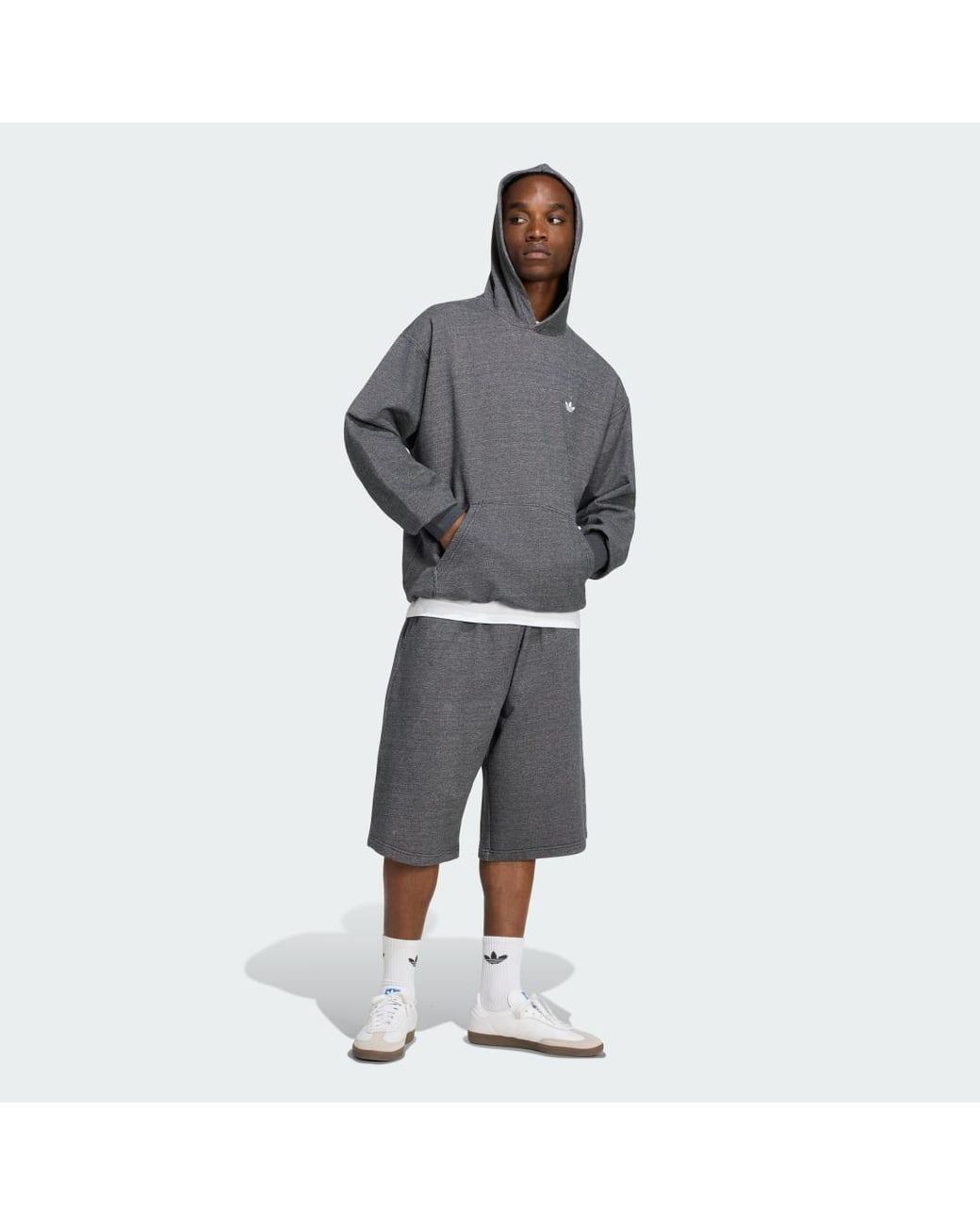 Adidas Gray Trefoil Essentials Melange 14 Inch French Terry Shorts for men
