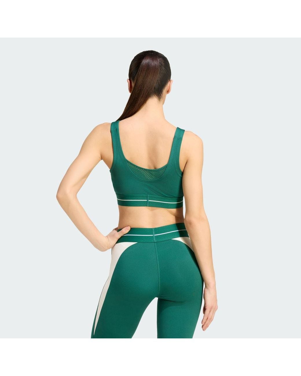 Adidas Green Hyperglam 3-Stripes Color Block Light Support Bra