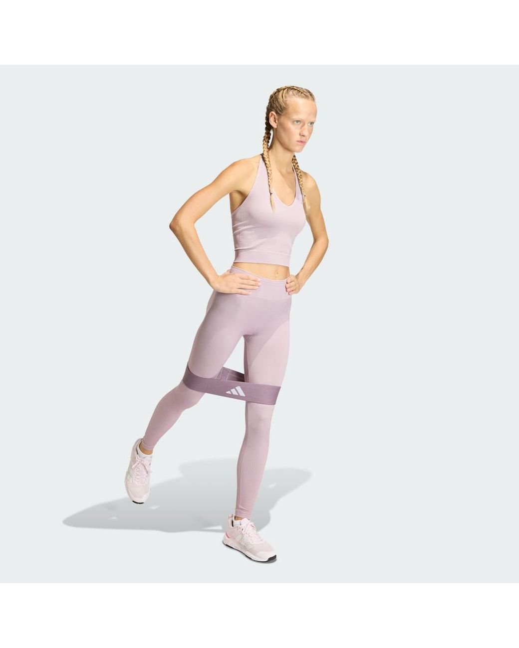 Adidas Purple Workout Essentials Knit Halterneck T-Shirt
