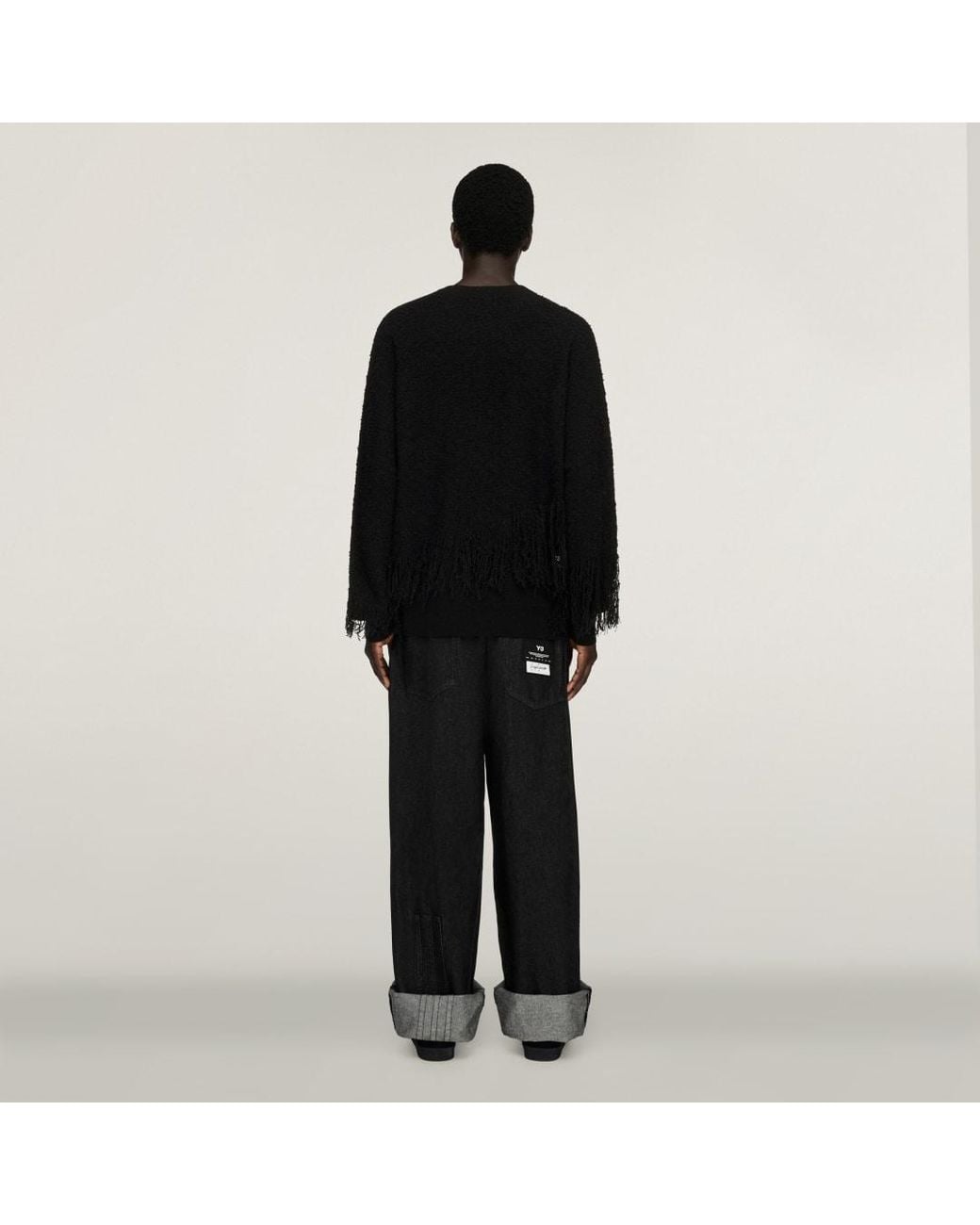 Adidas Black Y-3 Knitted 3-Stripes Fringy Sweatshirt