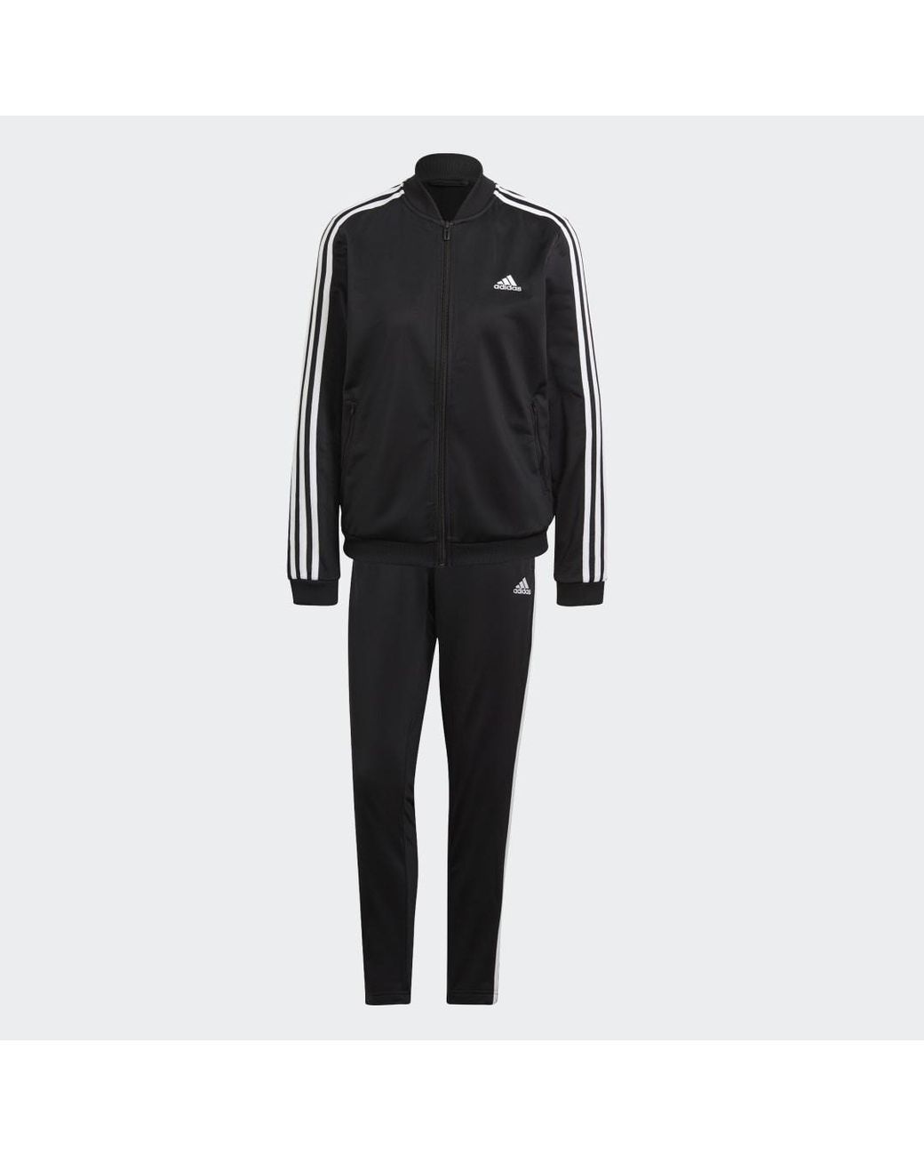 Adidas Black Essentials 3-Stripes Track Suit