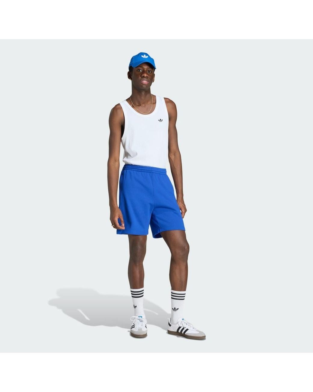 Adidas Blue Trefoil Essentials 7 Inch Fleece Shorts for men
