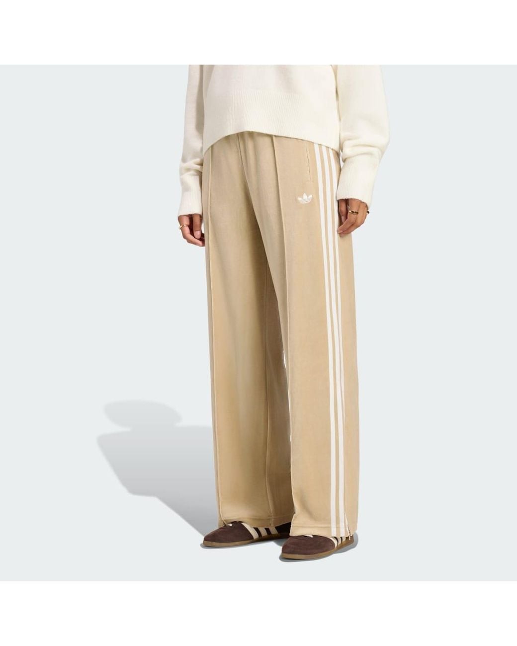 Adidas Natural Pleated Velour Track Trousers