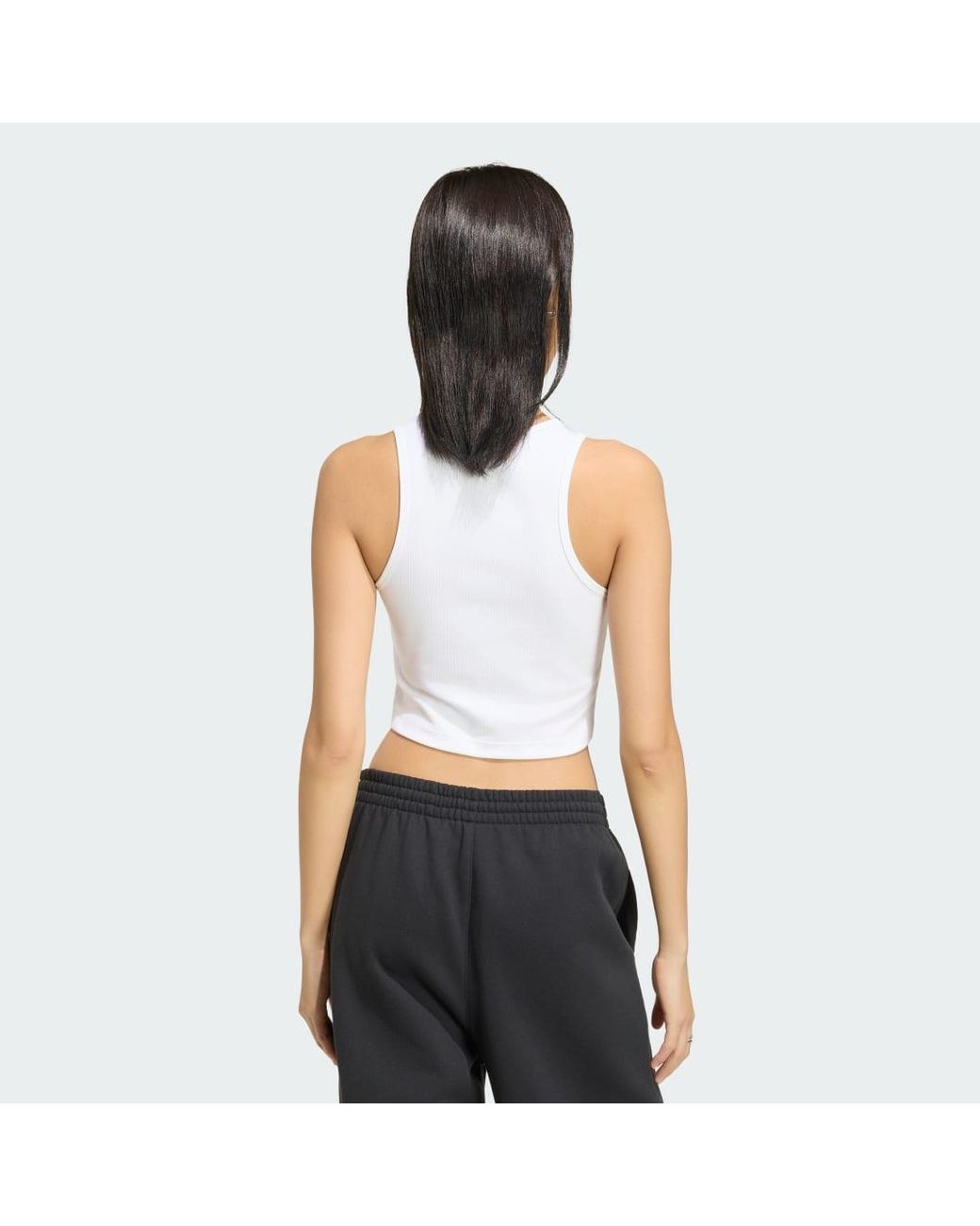 Adidas White Essentials Rib Tank Top
