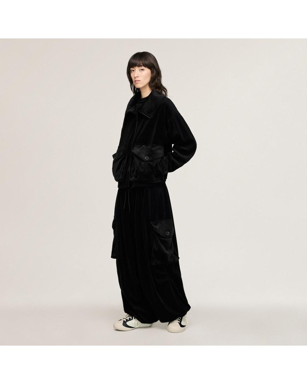 Adidas Black Y-3 Velvet Corduroy Utility Blouson Jacket