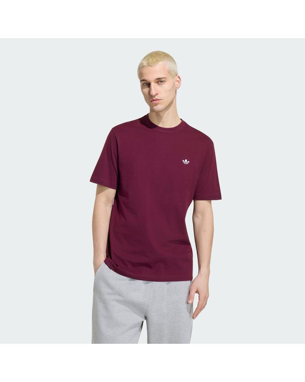 Adidas Purple Trefoil Essentials T-Shirt for men