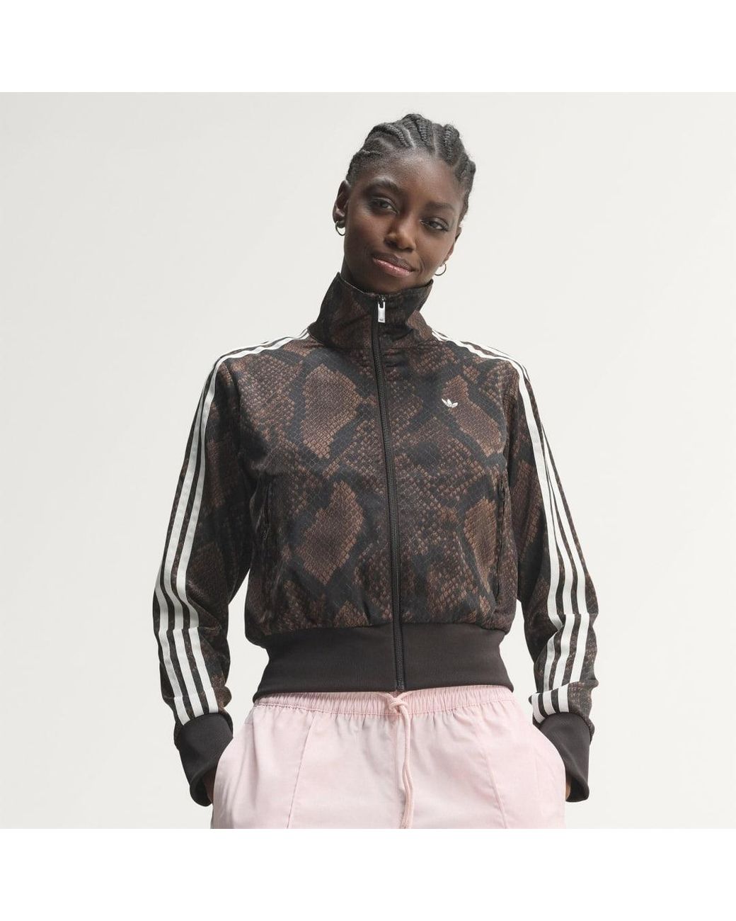 Adidas Black Satin Snake Print Firebird Track Jacket