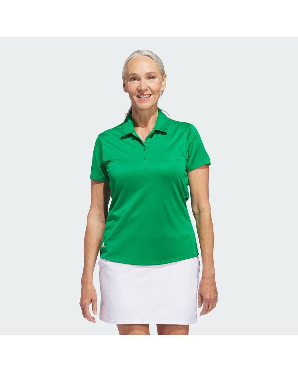 Adidas Green Solid Short Sleeve Polo Shirt