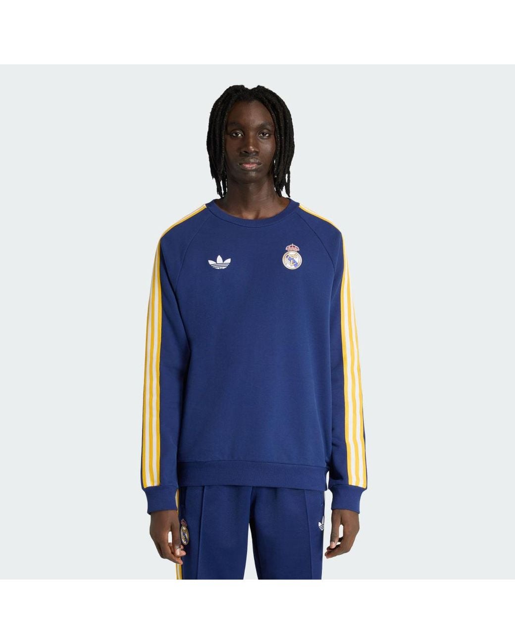 Adidas Blue Real Madrid Originals Crew Sweatshirt for men