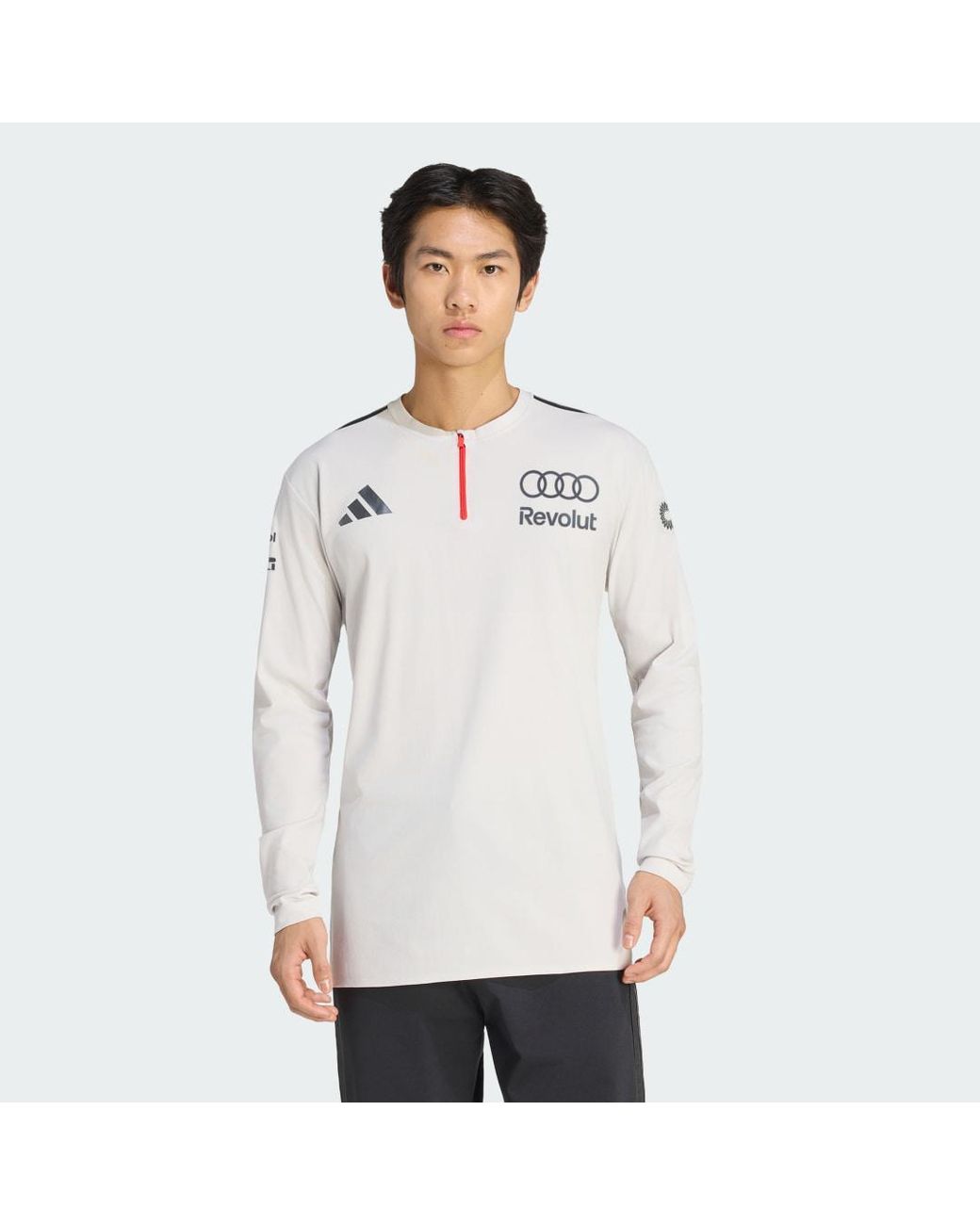 Adidas White Audi Revolut F1 Team Engineers &Amp; Marketing Long Sleeve Polo for men