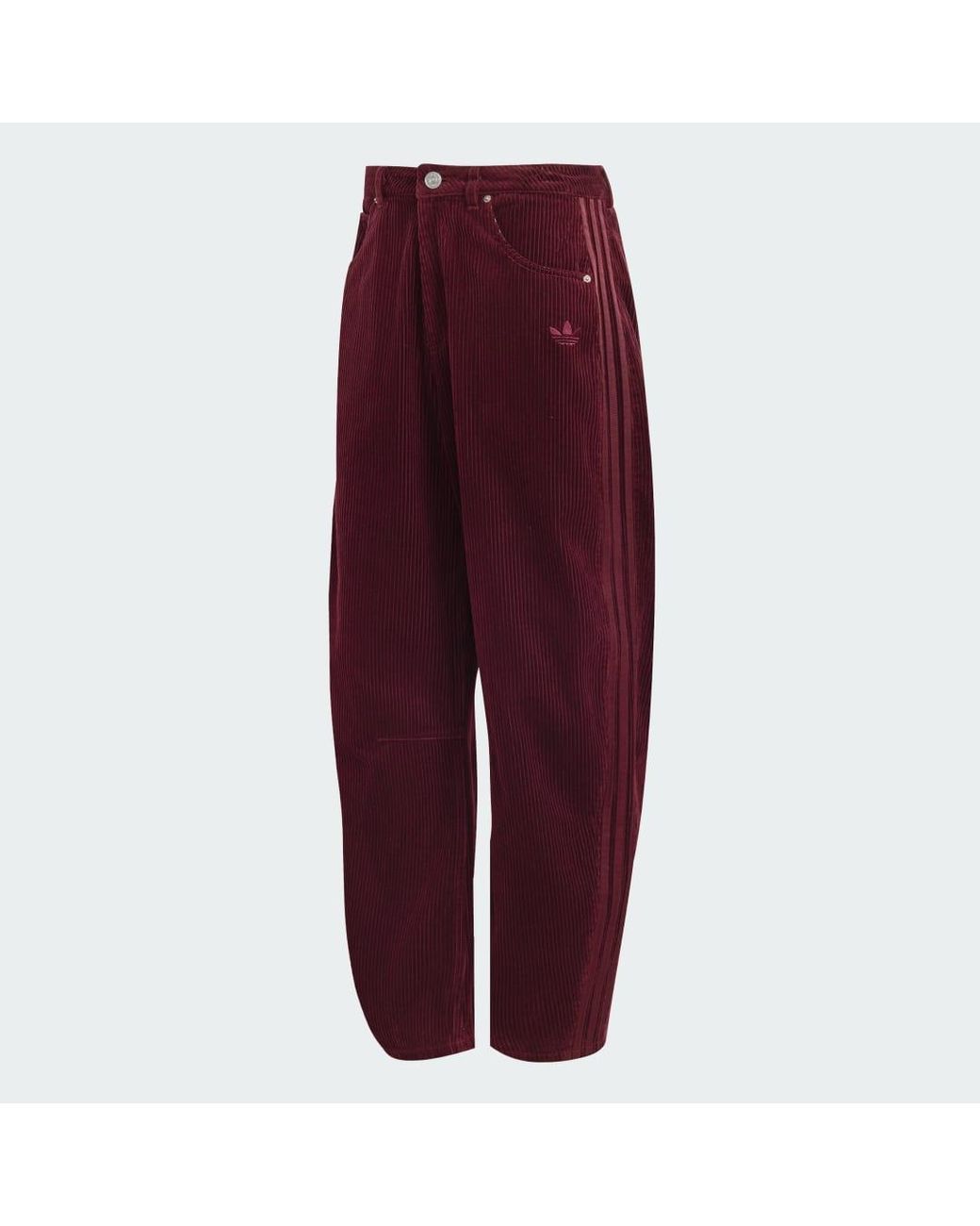 Adidas Red Winter Club Barrel Leg Corduroy Trousers for men