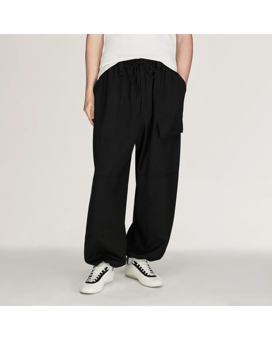 Adidas White Y-3 Wool Wide Trousers for men