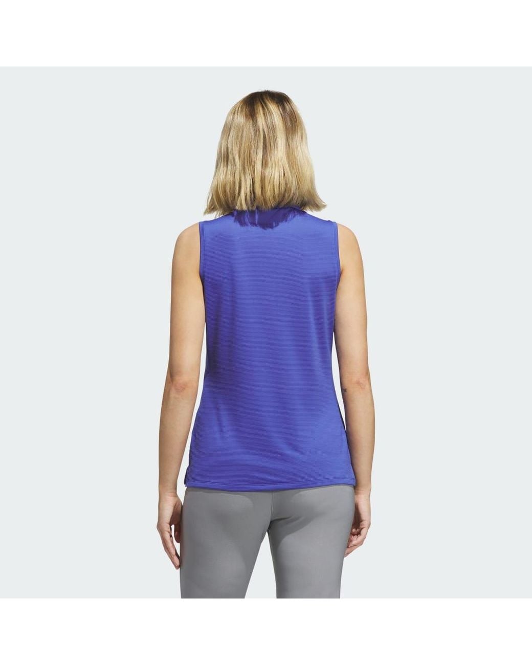 Adidas Blue Solid Ottoman Polo Shirt