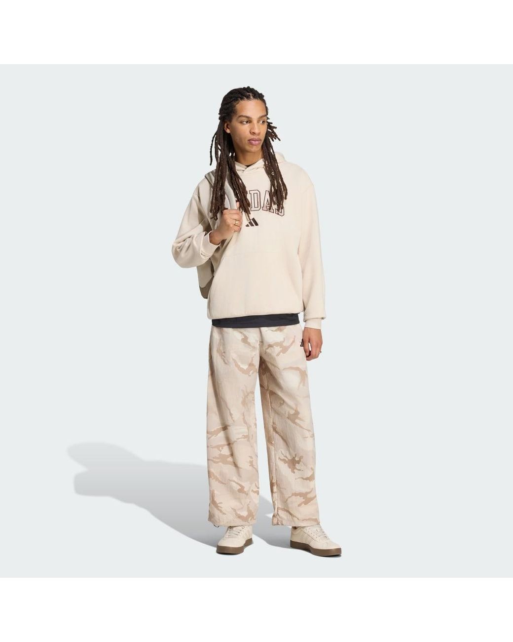 Adidas Natural Seasonal Essentials Camo Woven Parachute Tracksuit Bottoms for men