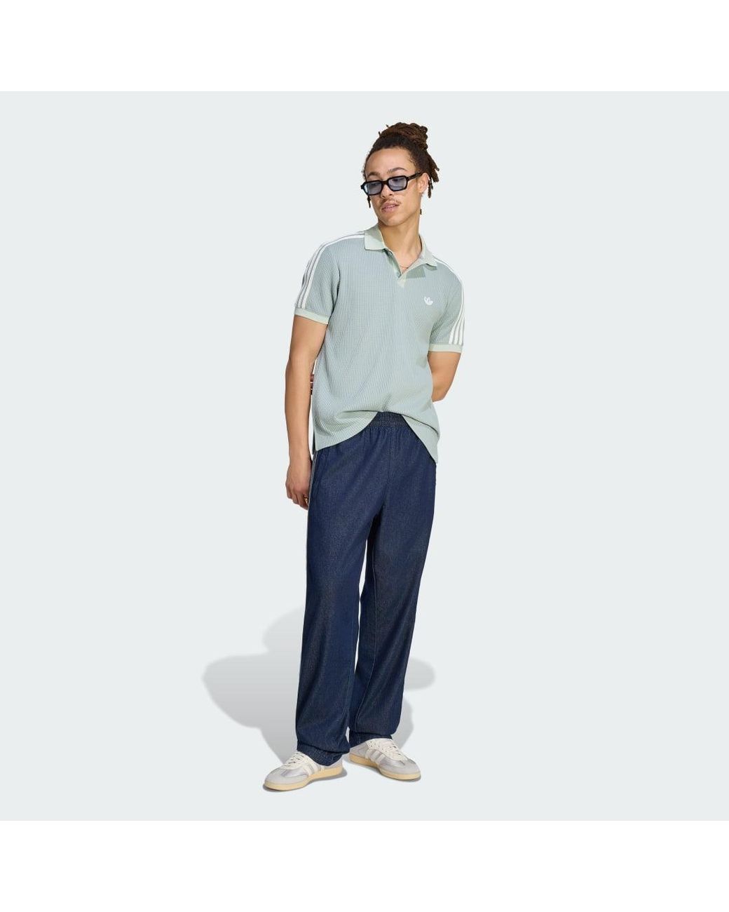 Adidas Blue Waffle Knit Polo Shirt for men