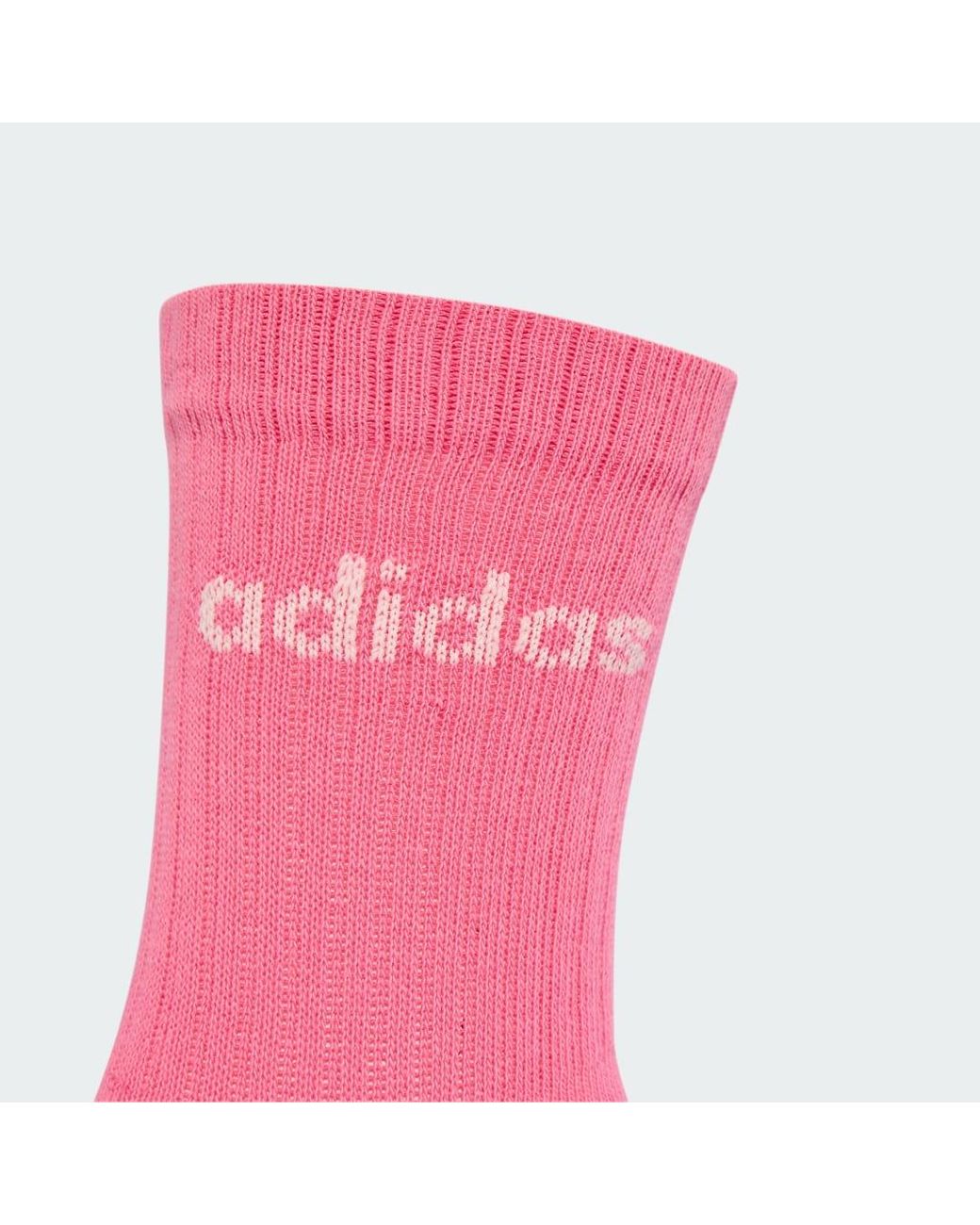 Adidas Pink Linear Crew Cushioned Socks 3 Pairs