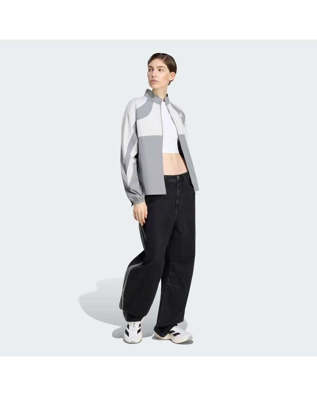 Adidas Multicolor High Rise Barrel Leg Denim Pant