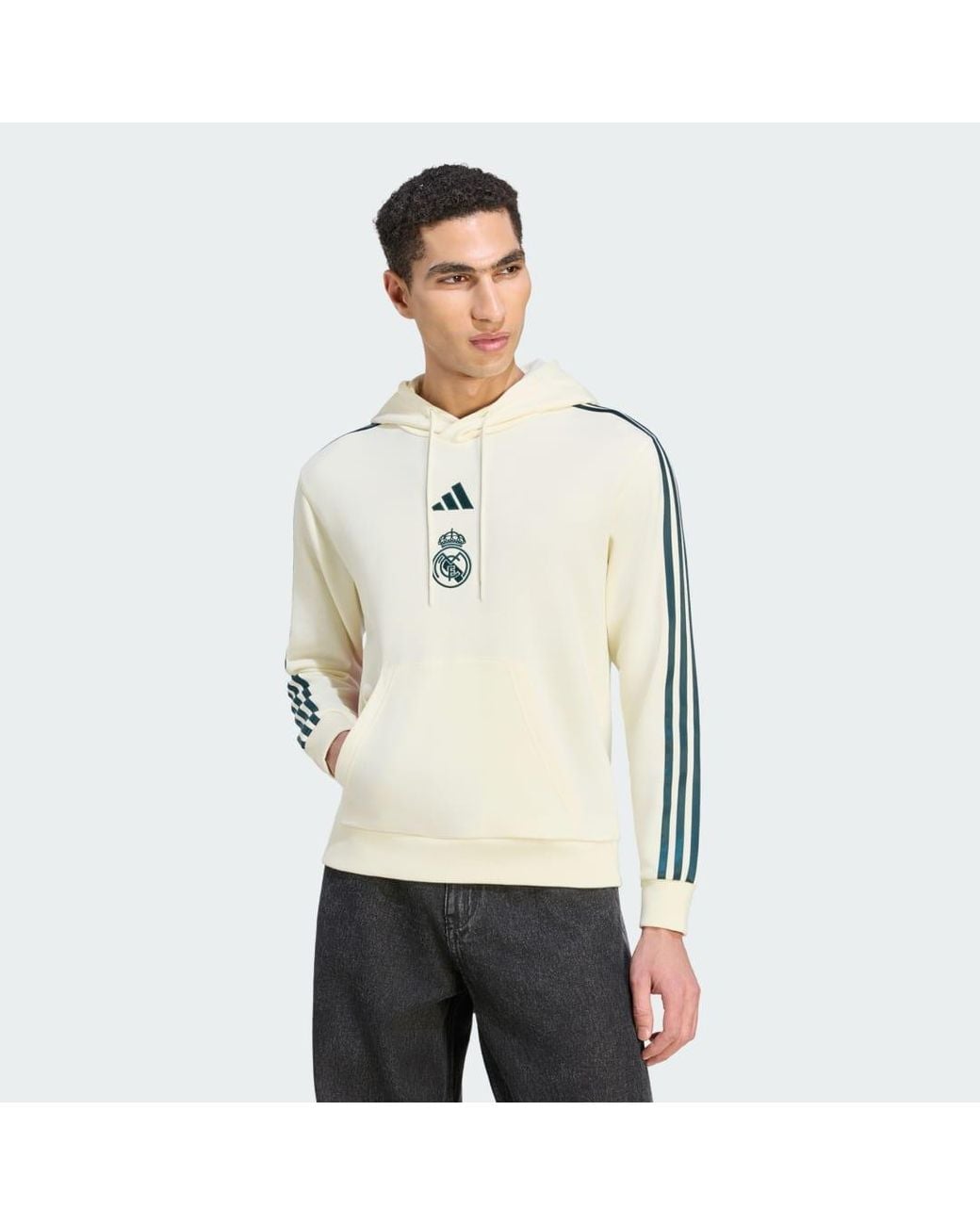 Adidas White Real Madrid Farm Hoodie Sweatshirt