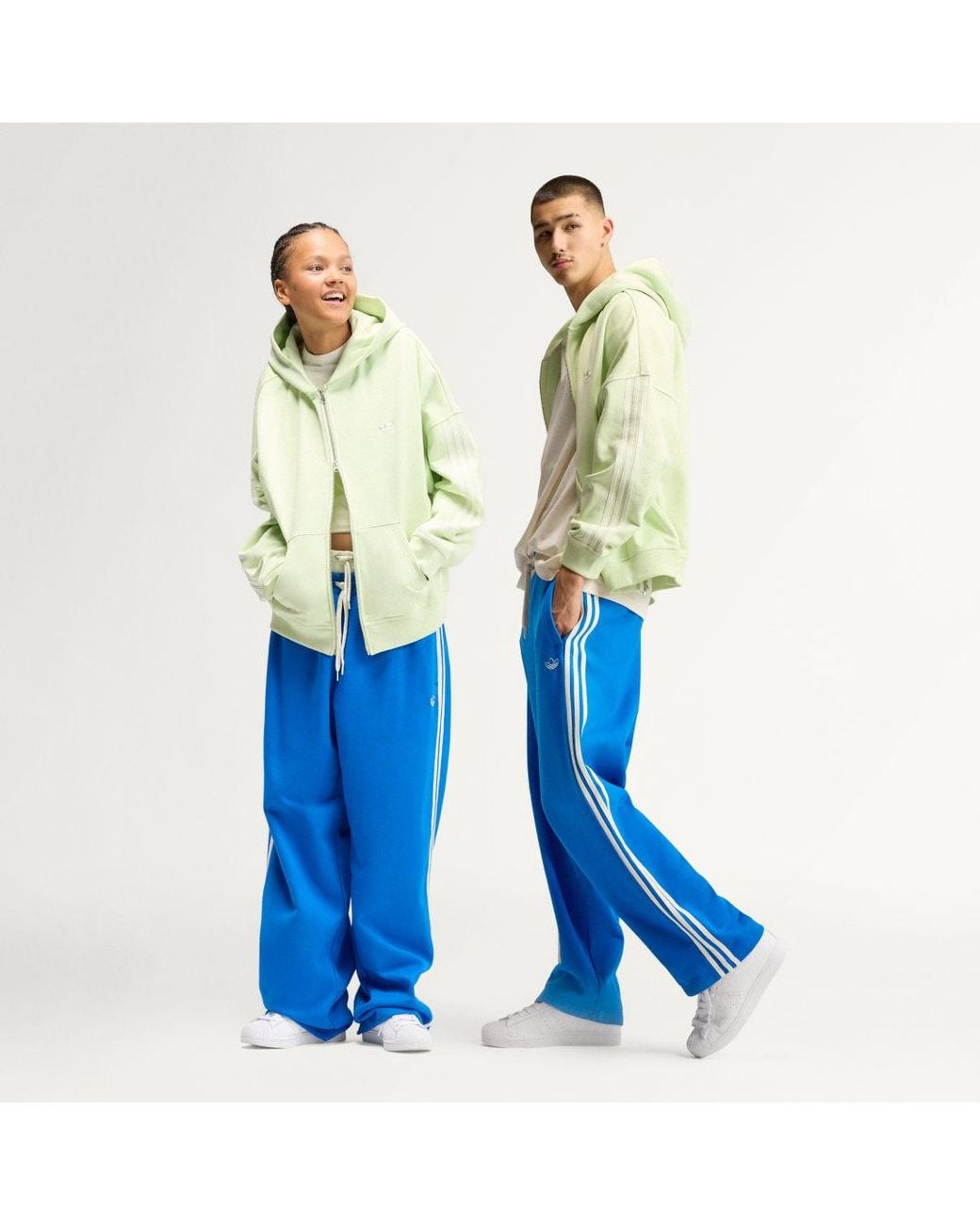 Adidas Blue Adisignature 3 Stripes Open Hem Sweatpants