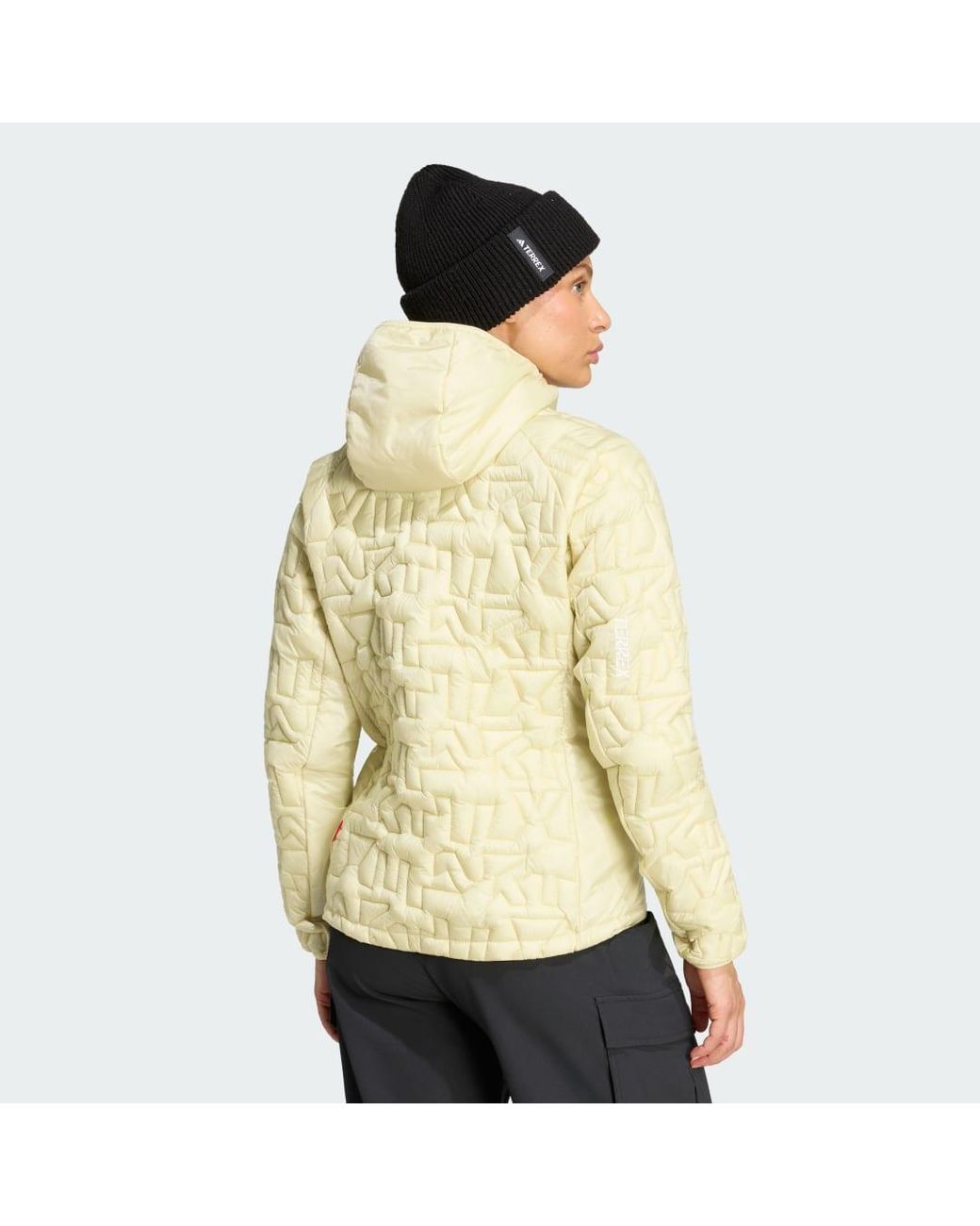 Adidas Yellow Terrex Xperior Primaloft Loose Fill Insulated Hooded Jacket