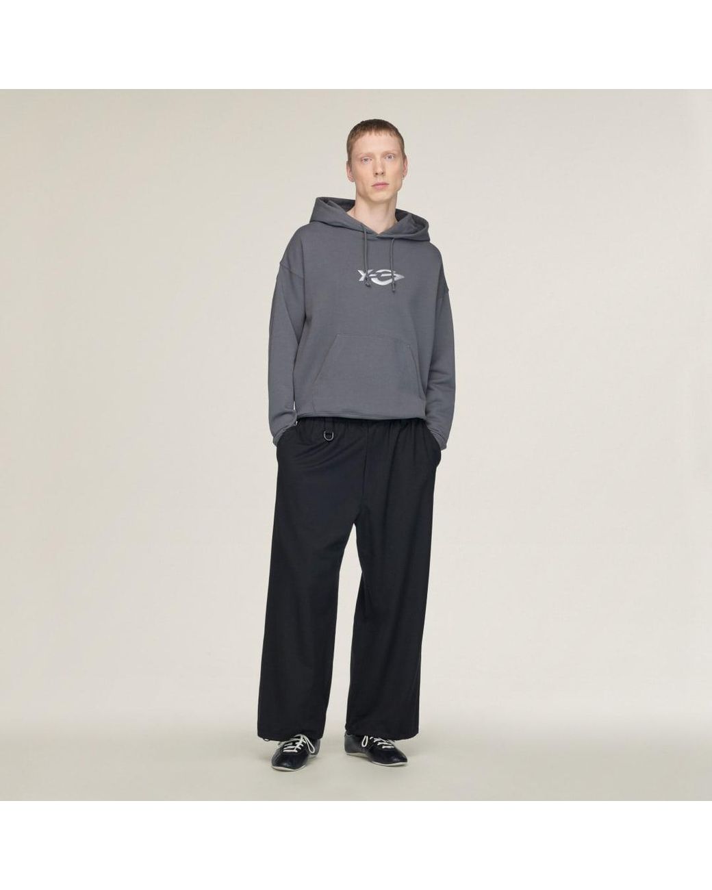 Adidas Gray Y-3 French Terry Liquid Logo Hoodie