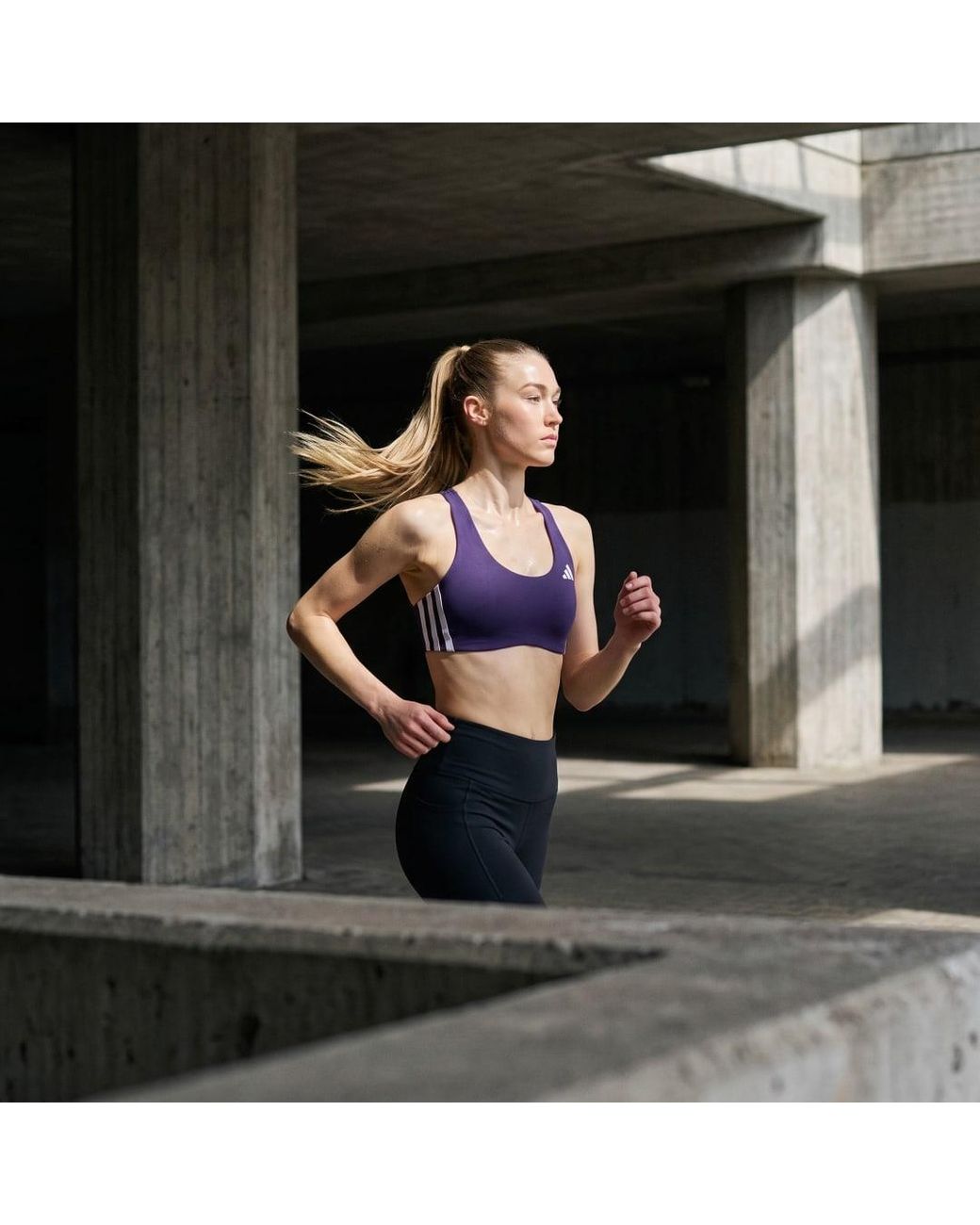 Adidas Blue Adizero Run Medium Support Bra