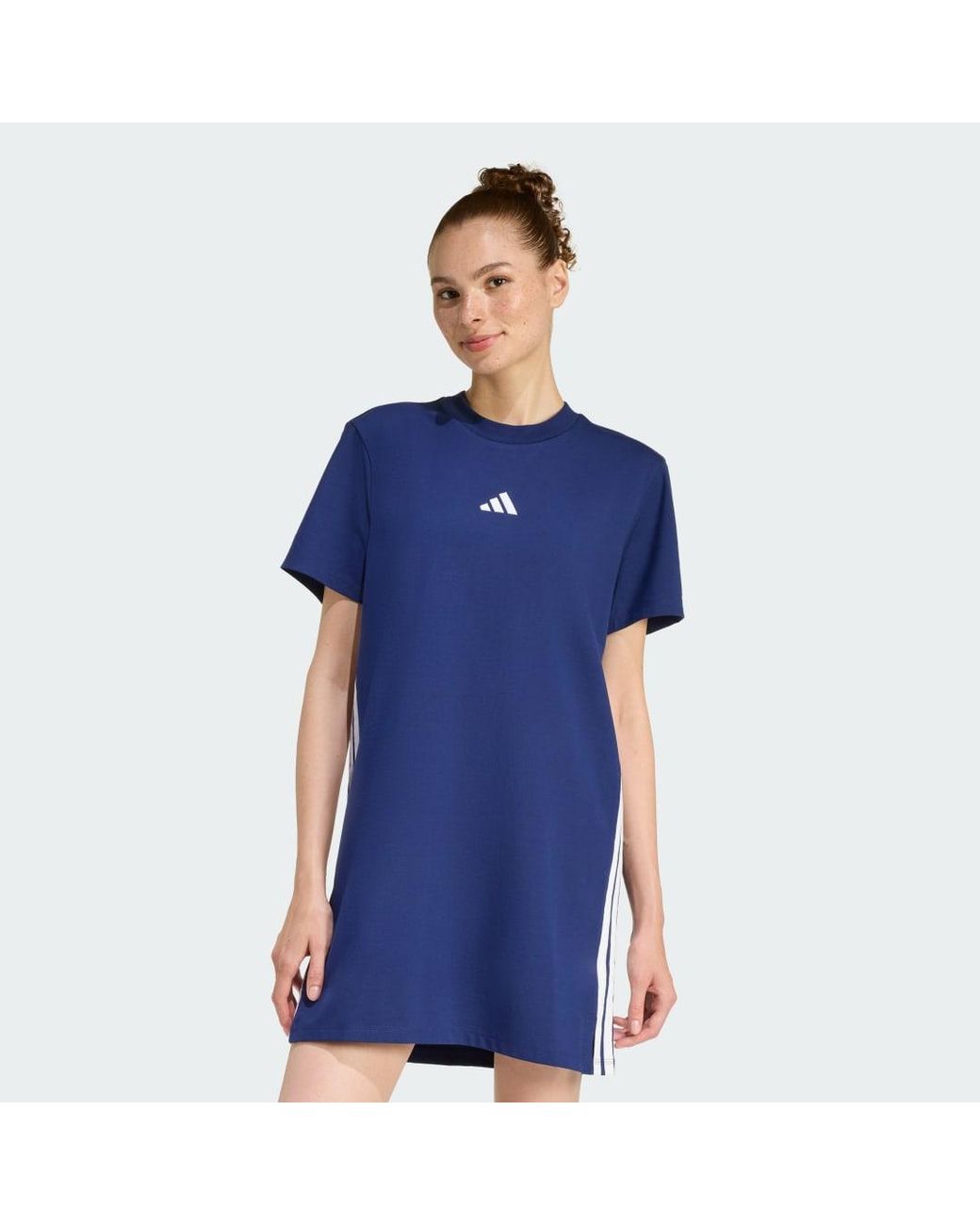 Adidas Blue Essentials 3-Stripes Tee Dress