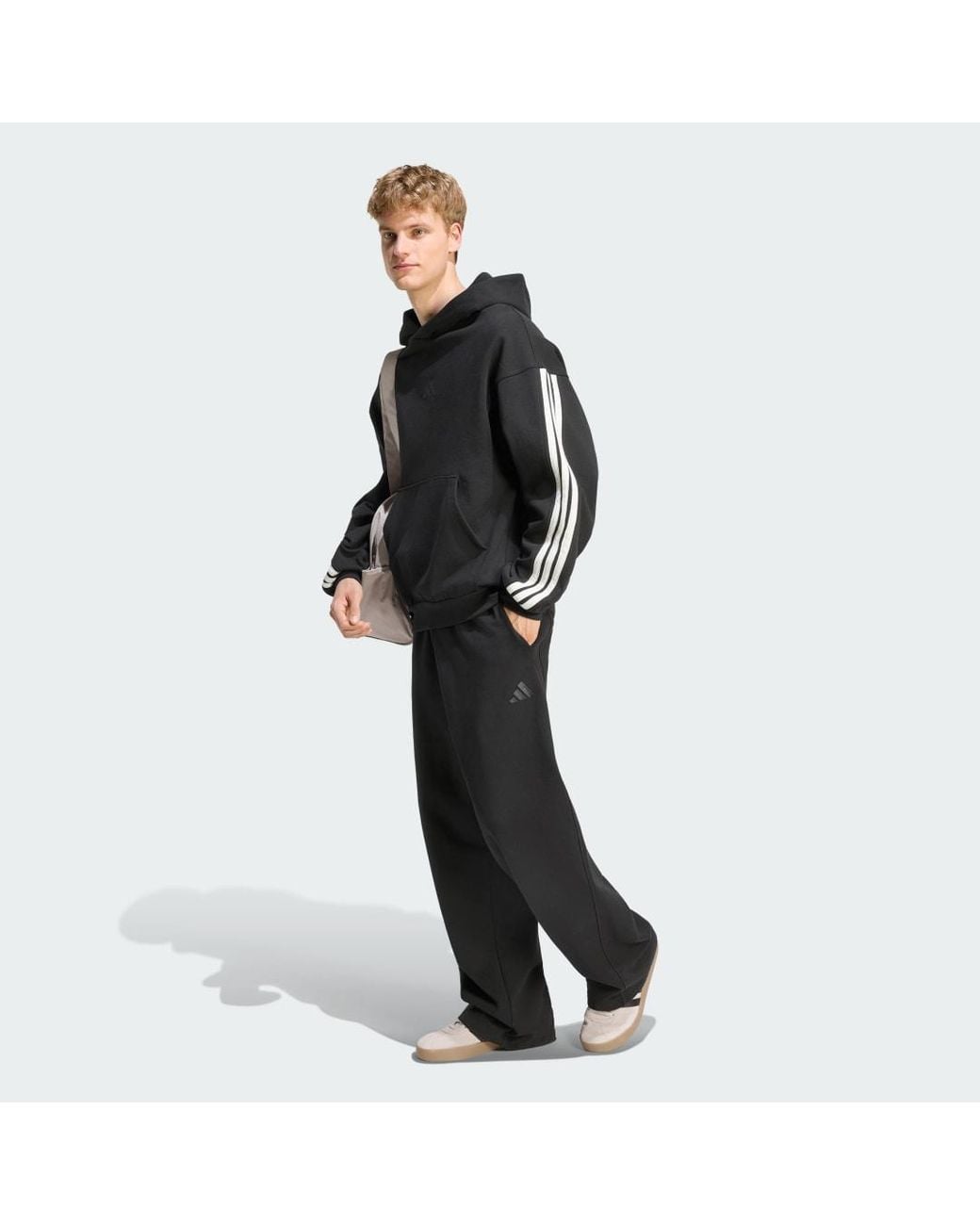 Adidas Black Kit Small Logo Wide Joggers for men