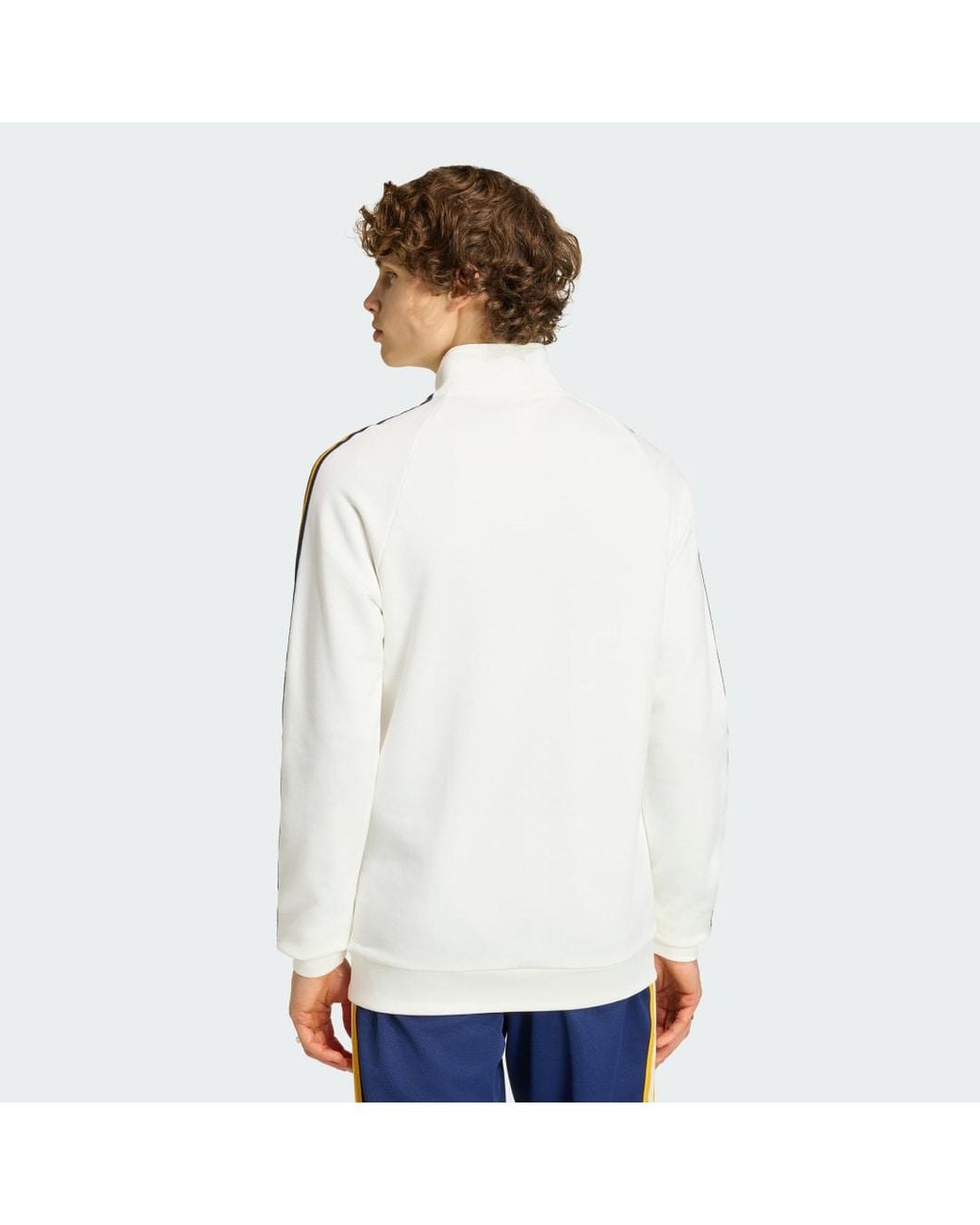 Adidas White Real Madrid Originals Half Zip Top for men