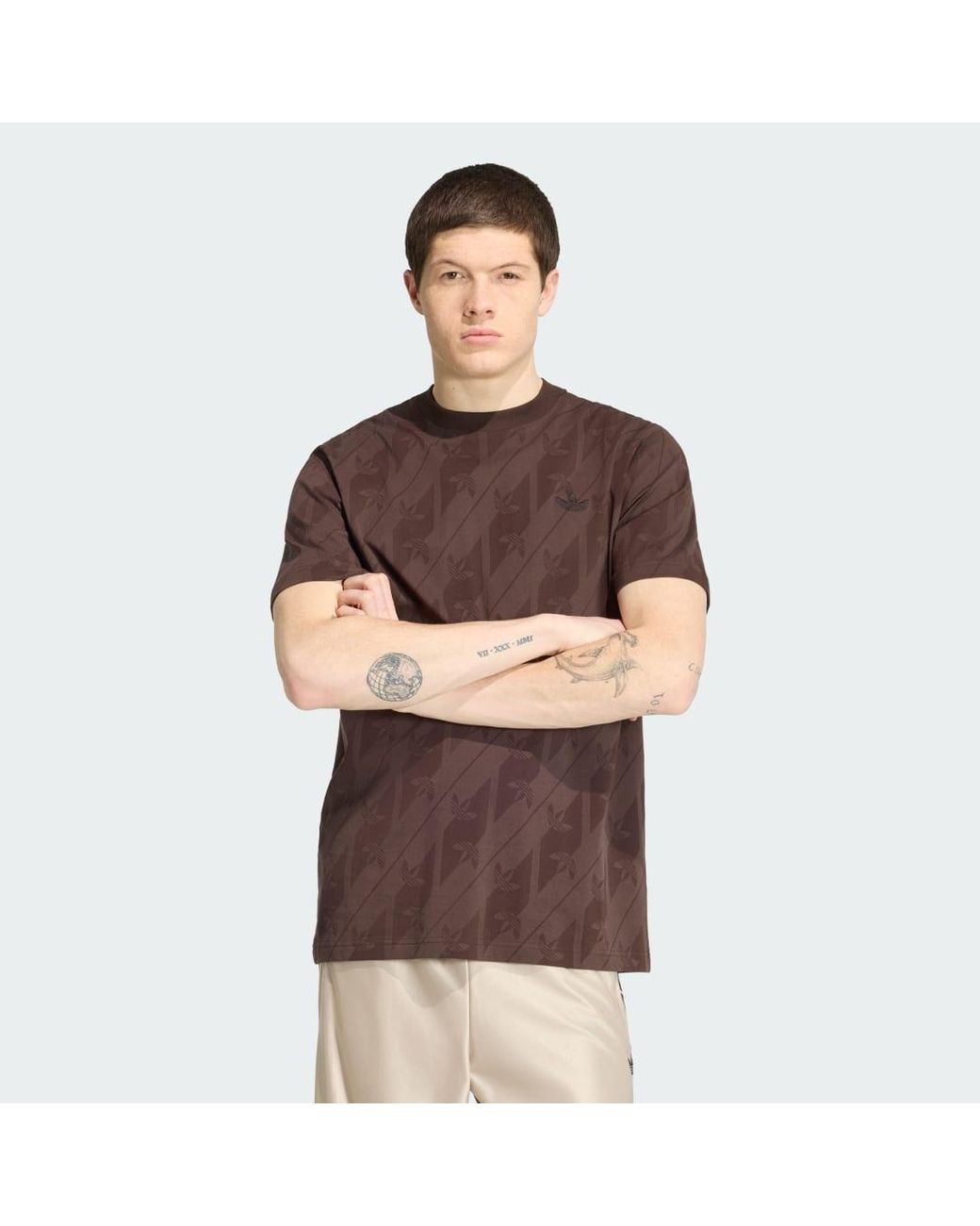 Adidas Brown Lifestyle Monogram Aop Tee Ia4531 for men