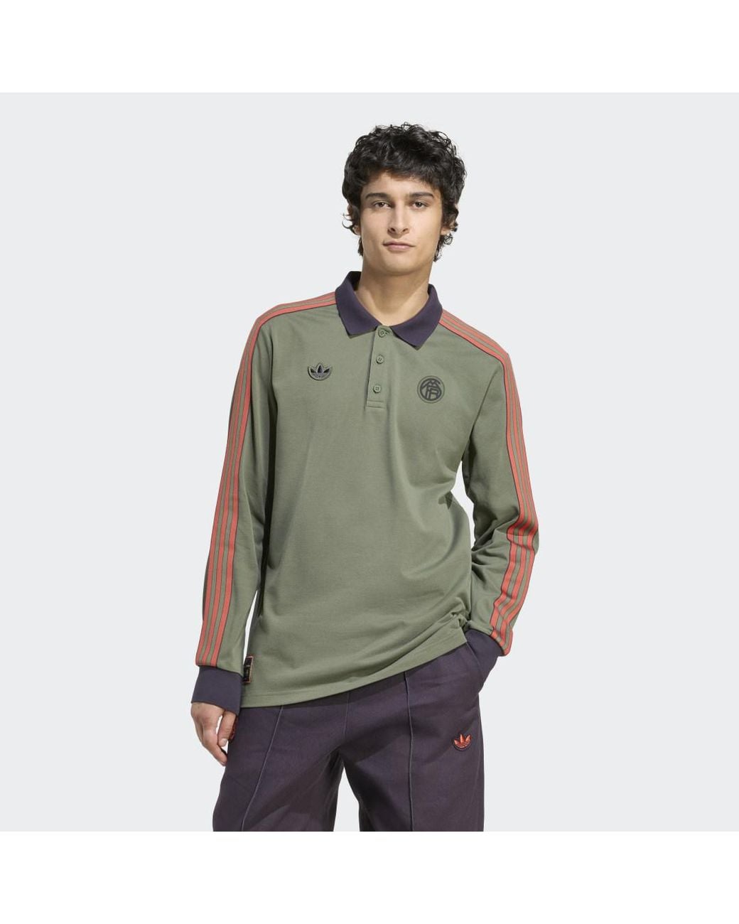 Adidas Green Fc Bayern Terrace Icons Long Sleeve Polo Shirt for men