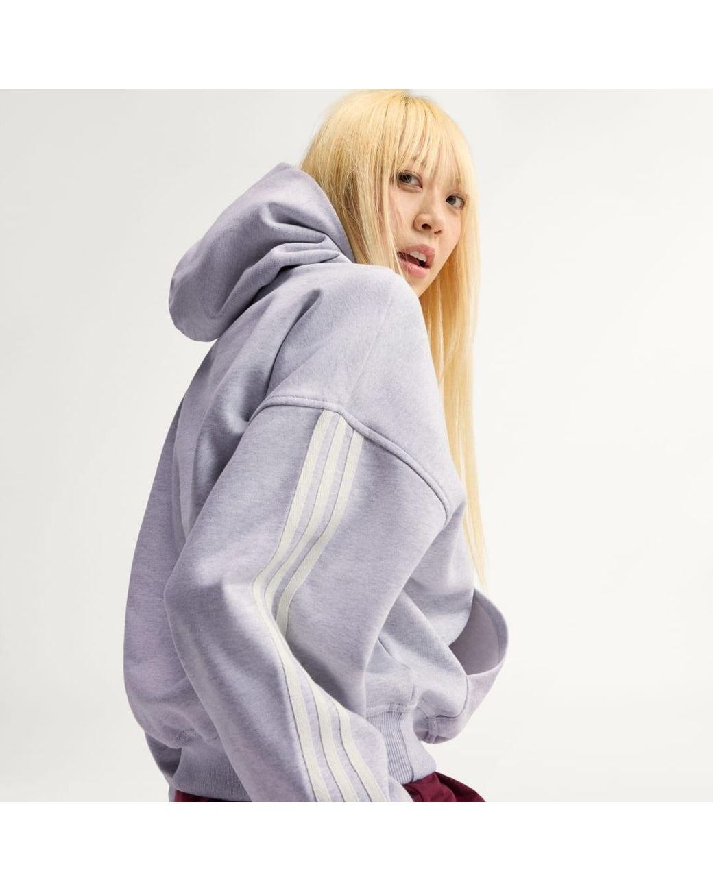 Adidas Purple Adisignature 3 Stripes Hoodie