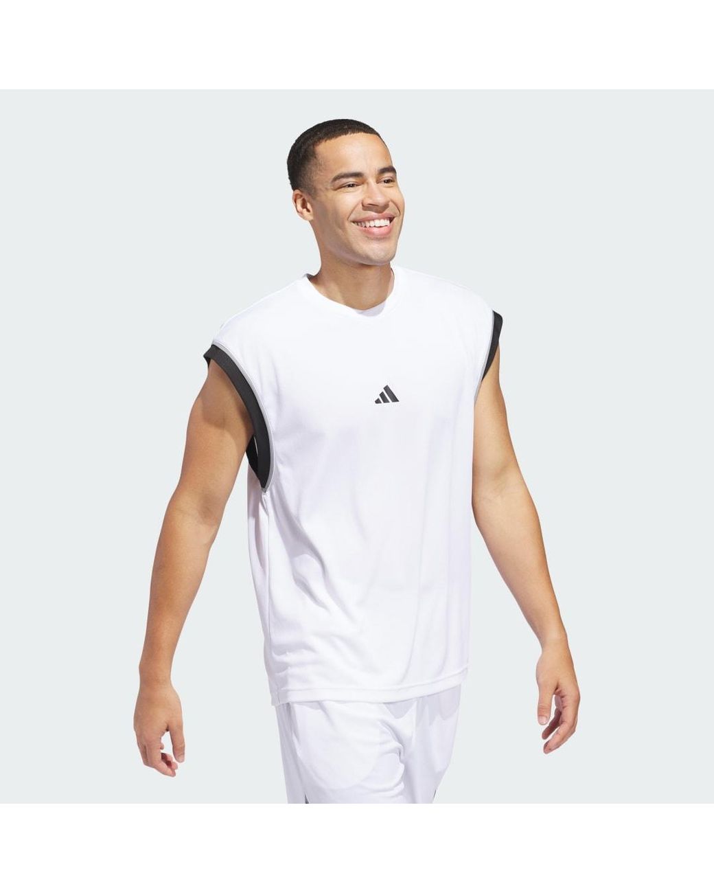 Adidas White Basketball All-World Sleeveless Tank Top for men