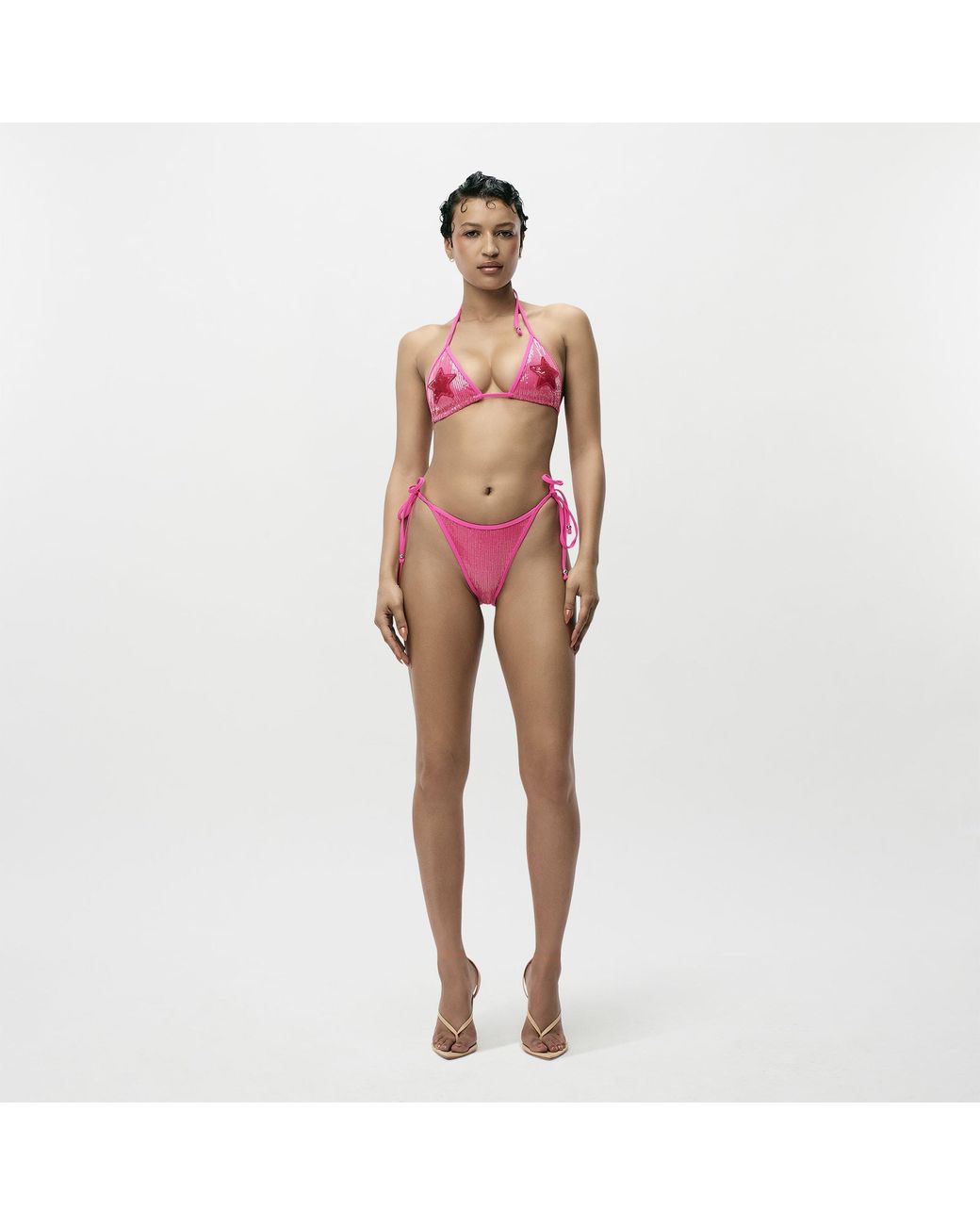adidas Sequin Triangle Bikini Bottom in Red | Lyst UK
