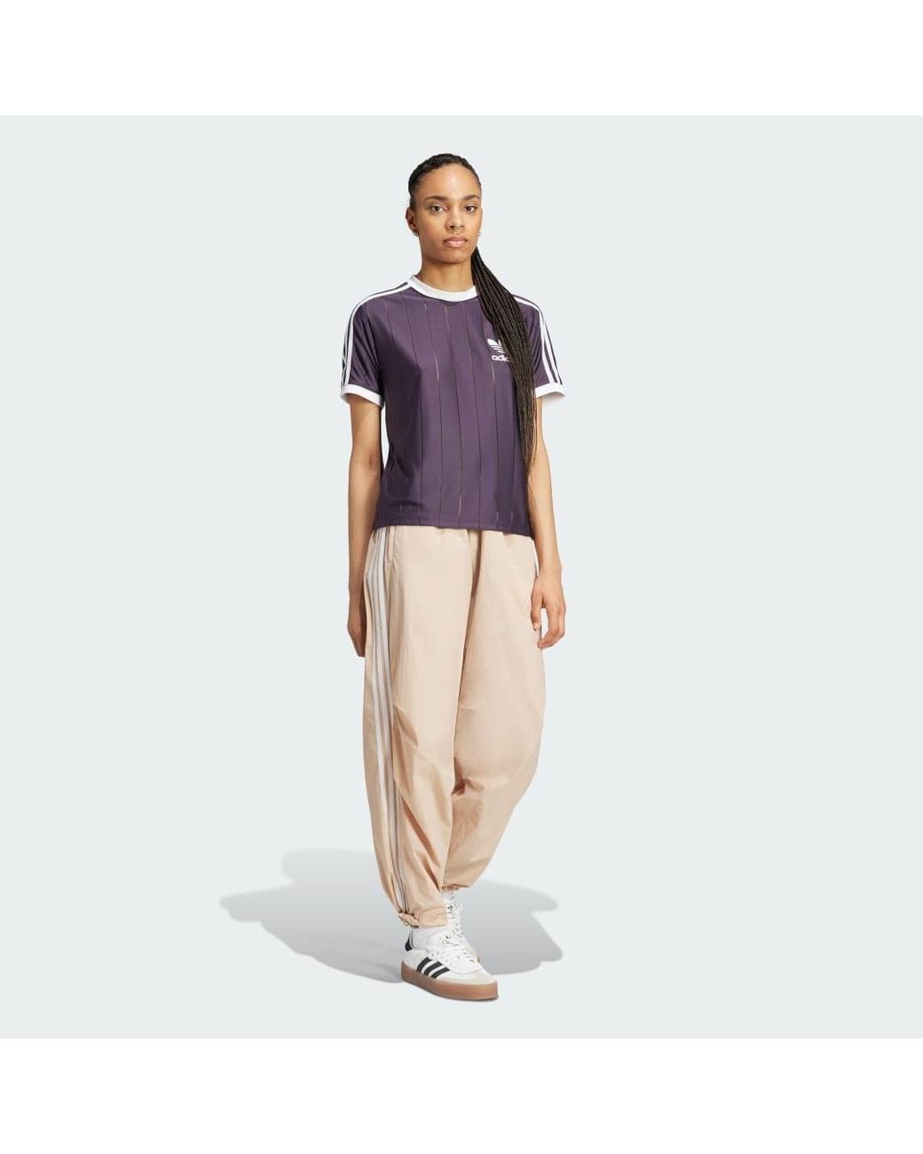 Adidas Blue Adicolor 3-Stripes Pinstripe T-Shirt