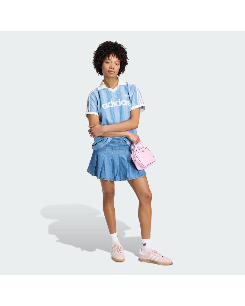 Adidas Blue Denim Pleated Skirt